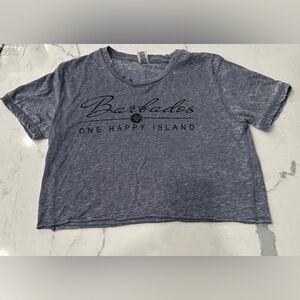 Barbados One Happy Island gray crop top size medium